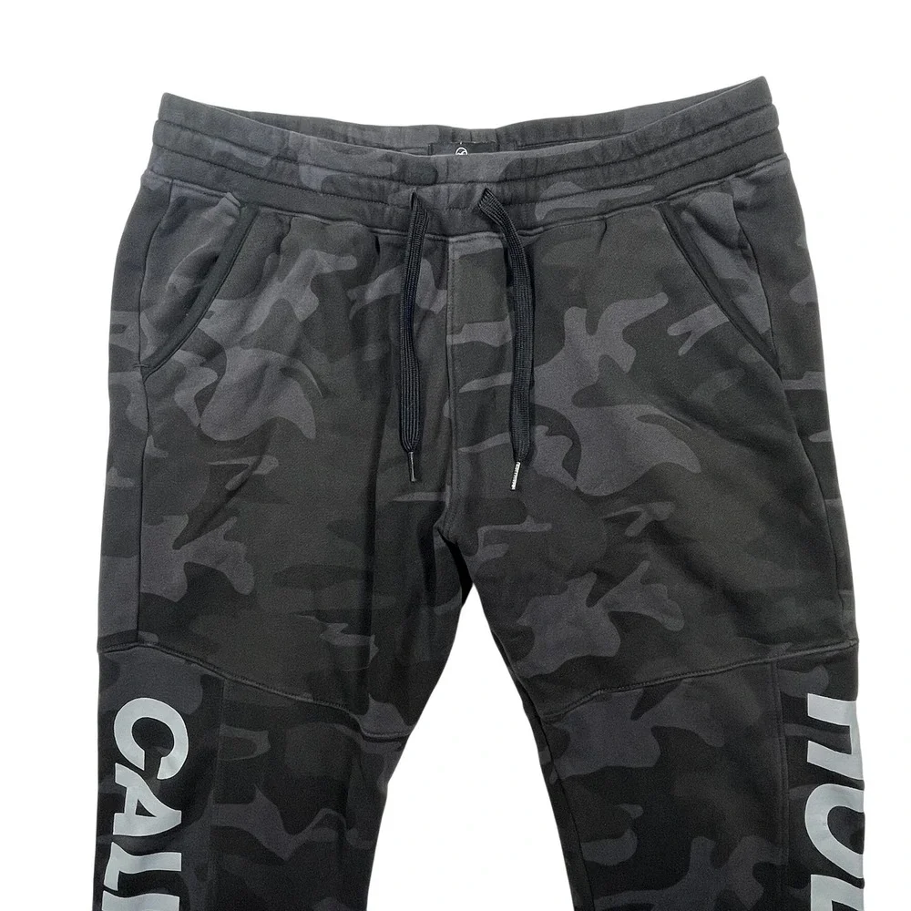 Hollister Joggers Mens M Black Gray Camo Reflective Graphic Fleece Sweatpant